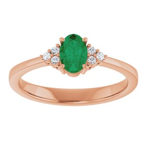 14K Rose Gold Lab-Grown Emerald and .05 CTW Lab-Grown Diamond Ring