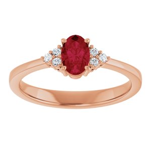 14K Rose Gold Lab-Grown Ruby  and .05 CTW Lab-Grown Diamond Ring