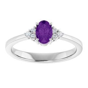 Platinum Natural Amethyst and .05 CTW Lab-Grown Diamond Ring