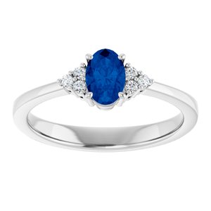Platinum Lab-Grown Blue Sapphire and .05 CTW Lab-Grown Diamond Ring