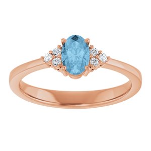 14K Rose Gold Natural Sky Blue Topaz  and .05 CTW Lab-Grown Diamond Ring