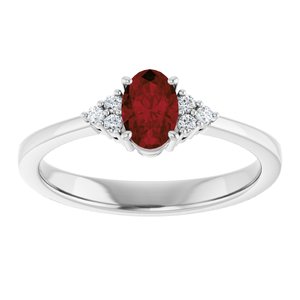 Platinum Natural Mozambique Garnet and .05 CTW Lab-Grown Diamond Ring