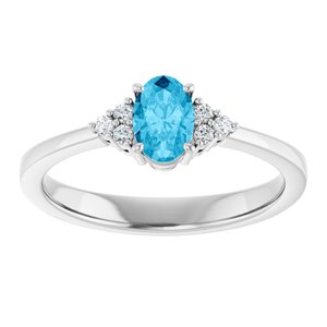 Platinum Natural Aquqmarine  and .05 CTW Lab-Grown Diamond Ring