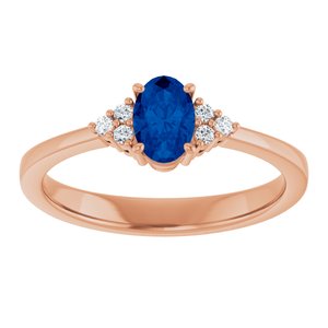 14K Rose Gold Lab-Grown Blue Sapphire and .05 CTW Lab-Grown Diamond Ring