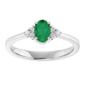 Platinum Lab-Grown Emerald and .05 CTW Lab-Grown Diamond Ring