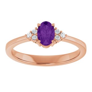 14K Rose Gold Natural Amethyst and .05 CTW Lab-Grown Diamond Ring
