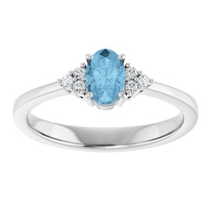 Platinum Natural Sky Blue Topaz  and .05 CTW Lab-Grown Diamond Ring
