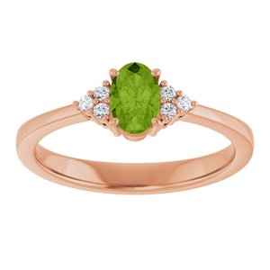 14K Rose Gold Natural Peridot  and .05 CTW Lab-Grown Diamond Ring