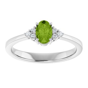 Platinum Natural Peridot  and .05 CTW Lab-Grown Diamond Ring