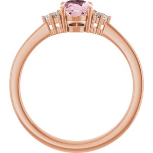 14K Rose Gold Natural Pink Morganite & .06 CTW Natural Diamond Ring