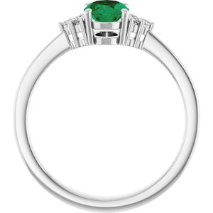Sterling Silver Lab-Grown Emerald and .05 CTW Lab-Grown Diamond Ring