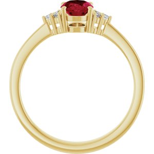 10K Yellow Gold Lab-Grown Ruby  and .05 CTW Lab-Grown Diamond Ring