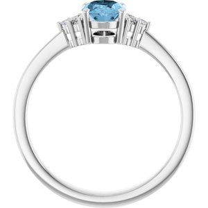Sterling Silver Natural Sky Blue Topaz  and .05 CTW Lab-Grown Diamond Ring