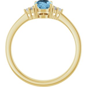 10K Yellow Gold Natural Sky Blue Topaz  and .05 CTW Lab-Grown Diamond Ring