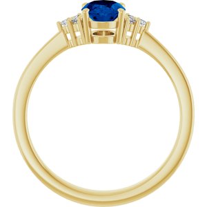 10K Yellow Gold Lab-Grown Blue Sapphire and .05 CTW Lab-Grown Diamond Ring