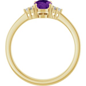 10K Yellow Gold Natural Amethyst and .05 CTW Lab-Grown Diamond Ring