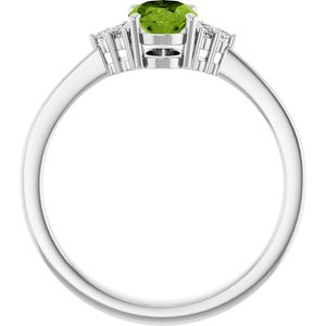 Sterling Silver Natural Peridot  and .05 CTW Lab-Grown Diamond Ring