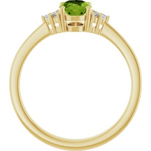 10K Yellow Gold Natural Peridot  and .05 CTW Lab-Grown Diamond Ring