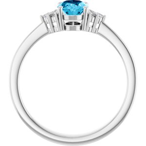 Sterling Silver Natural Aquqmarine  and .05 CTW Lab-Grown Diamond Ring