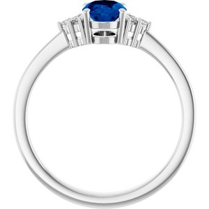 10K White Gold Lab-Grown Blue Sapphire and .05 CTW Lab-Grown Diamond Ring
