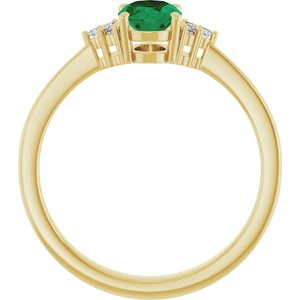 10K Yellow Gold Lab-Grown Emerald and .05 CTW Lab-Grown Diamond Ring