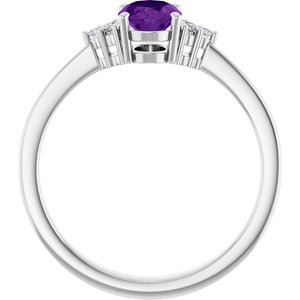 10K White Gold Natural Amethyst and .05 CTW Lab-Grown Diamond Ring