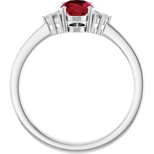 10K White Gold Lab-Grown Ruby  and .05 CTW Lab-Grown Diamond Ring