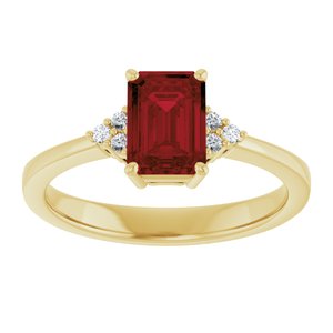 14K Yellow Gold Natural Mozambique Garnet and .05 CTW Lab-Grown Diamond Ring