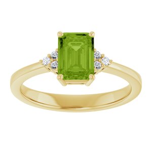 14K Yellow Gold Natural Peridot  and .05 CTW Lab-Grown Diamond Ring