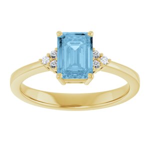 14K Yellow Gold Natural Sky Blue Topaz  and .05 CTW Lab-Grown Diamond Ring