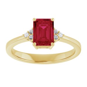 14K Yellow Gold Lab-Grown Ruby  and .05 CTW Lab-Grown Diamond Ring