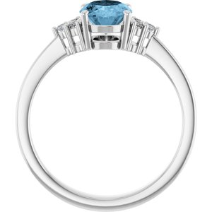 Sterling Silver Natural Sky Blue Topaz  and 1/10 CTW Lab-Grown Diamond Ring