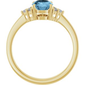 14K Yellow Gold Natural Sky Blue Topaz  and 1/10 CTW Lab-Grown Diamond Ring