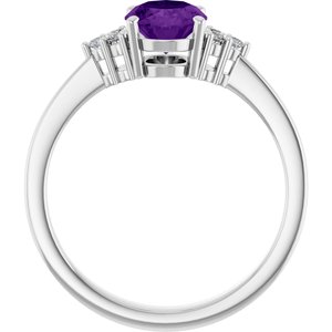 10K White Gold Natural Amethyst and 1/10 CTW Lab-Grown Diamond Ring