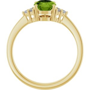 14K Yellow Gold Natural Peridot  and 1/10 CTW Lab-Grown Diamond Ring