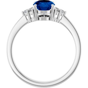 Sterling Silver Lab-Grown Blue Sapphire and 1/10 CTW Lab-Grown Diamond Ring