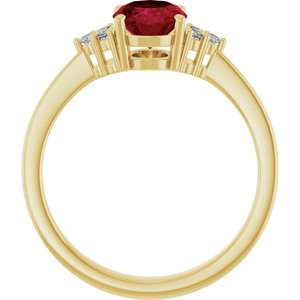 14K Yellow Gold Lab-Grown Ruby  and 1/10 CTW Lab-Grown Diamond Ring