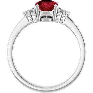 Sterling Silver Lab-Grown Ruby  and 1/10 CTW Lab-Grown Diamond Ring