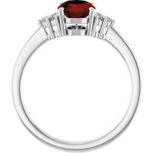 Sterling Silver Natural Mozambique Garnet and 1/10 CTW Lab-Grown Diamond Ring