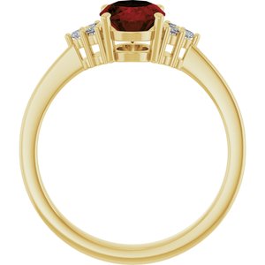 14K Yellow Gold Natural Mozambique Garnet and 1/10 CTW Lab-Grown Diamond Ring