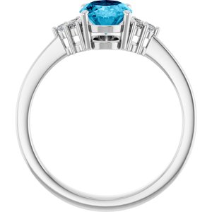 Sterling Silver Natural Aquqmarine  and 1/10 CTW Lab-Grown Diamond Ring