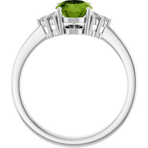 10K White Gold Natural Peridot  and 1/10 CTW Lab-Grown Diamond Ring