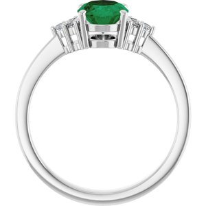 Sterling Silver Lab-Grown Emerald and 1/10 CTW Lab-Grown Diamond Ring