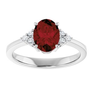 10K White Gold Natural Mozambique Garnet and 1/10 CTW Lab-Grown Diamond Ring