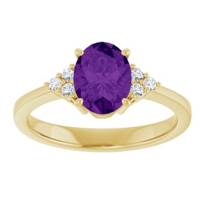 14K Yellow Gold Natural Amethyst and 1/10 CTW Lab-Grown Diamond Ring