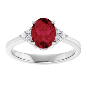 10K White Gold Lab-Grown Ruby  and 1/10 CTW Lab-Grown Diamond Ring