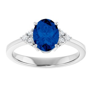 Sterling Silver Lab-Grown Blue Sapphire and 1/10 CTW Lab-Grown Diamond Ring