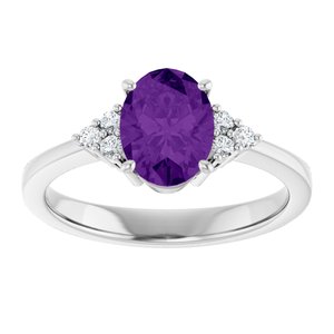 10K White Gold Natural Amethyst and 1/10 CTW Lab-Grown Diamond Ring