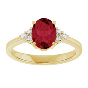 14K Yellow Gold Lab-Grown Ruby  and 1/10 CTW Lab-Grown Diamond Ring