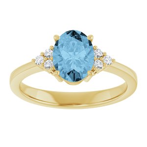 14K Yellow Gold Natural Sky Blue Topaz  and 1/10 CTW Lab-Grown Diamond Ring